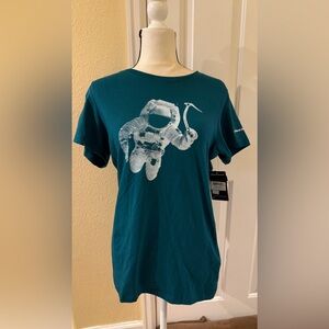 Black Diamond 96% Organic Cotton Teal Stretch Tee - Astronaut with axe
